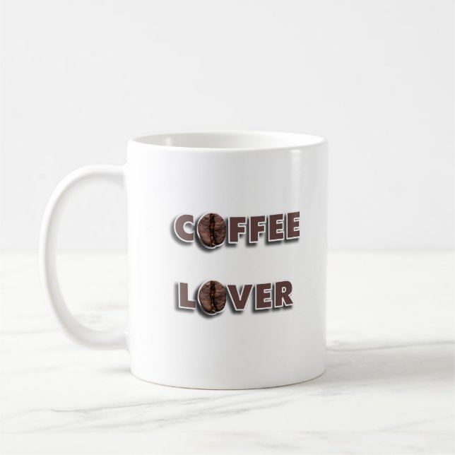 Coffee Lover Design with Real Bean Mug (Left)