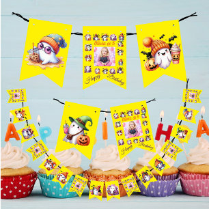 Coffee Lover Ghost Bunting Flags for Kids Birthday