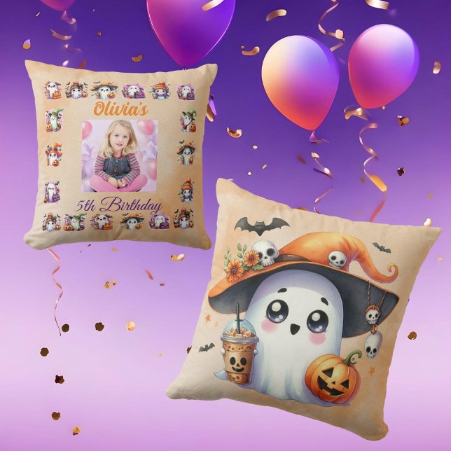 Coffee Lover Ghost Throw Pillow Birthday Decor (Creator Uploaded)