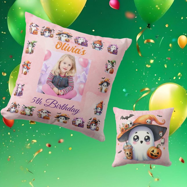 Coffee Lover Ghost Throw Pillow Birthday Decor (Creator Uploaded)