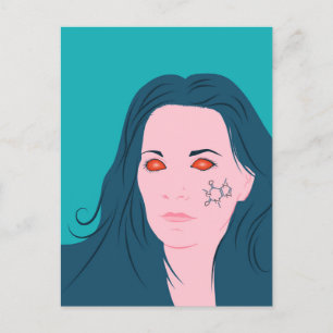 Coffee Lover Girl Blue Hair Caffeine Tattoo Postcard