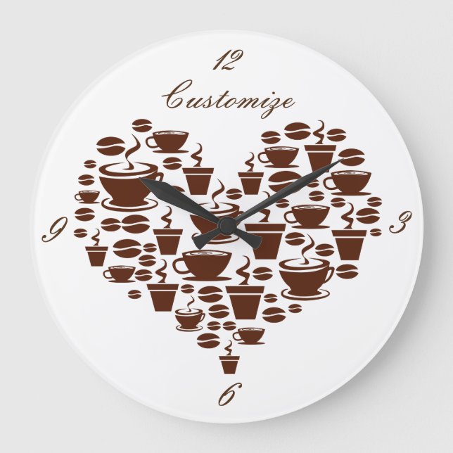 Coffee Lover Heart Thunder_Cove Large Clock (Front)