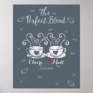 coffee lover hearts wedding signing guest book