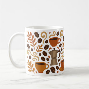 Coffee Lover Illustration with Beans Coffee Mug