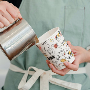 Coffee Lover Ink Sketch Pattern Paper Cups