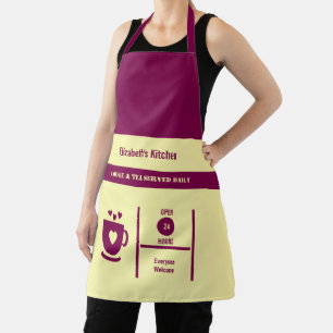 Coffee lover name kitchen maroon apron
