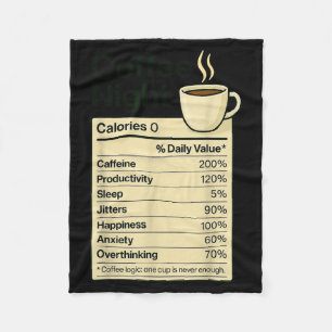 Coffee Lover Night Funny Nutrition Facts Costume F Fleece Blanket