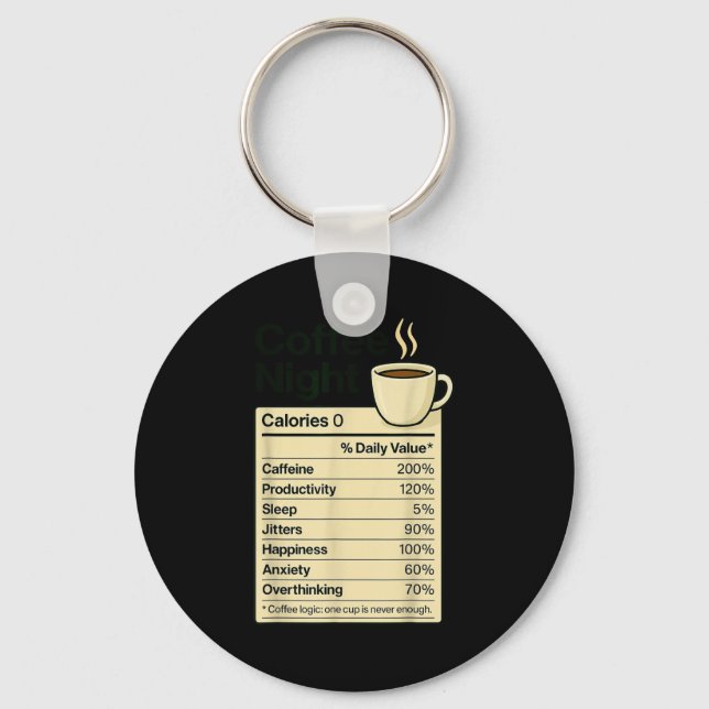 Coffee Lover Night Funny Nutrition Facts Costume F Key Ring (Front)