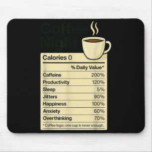 Coffee Lover Night Funny Nutrition Facts Costume F Mouse Mat
