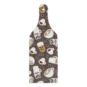 Coffee Lover Pattern Brown / Grey Cutting Board