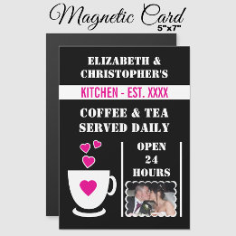 Coffee lover photo pink fridge magnetic card