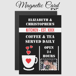 Coffee lover photo red fridge magnetic card