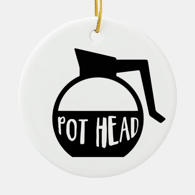 Coffee Lover Pot Head Ceramic Tree Decoration (Front)