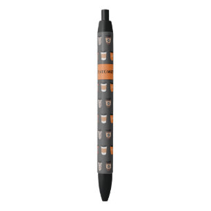 Coffee Lover Retro Tan Brown Black Ink Pen