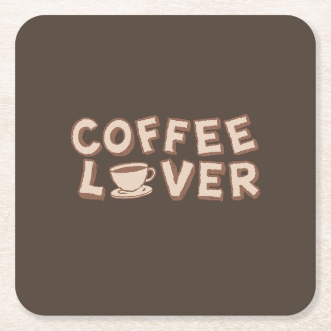 Coffee Lover Square Paper Coaster (Front)