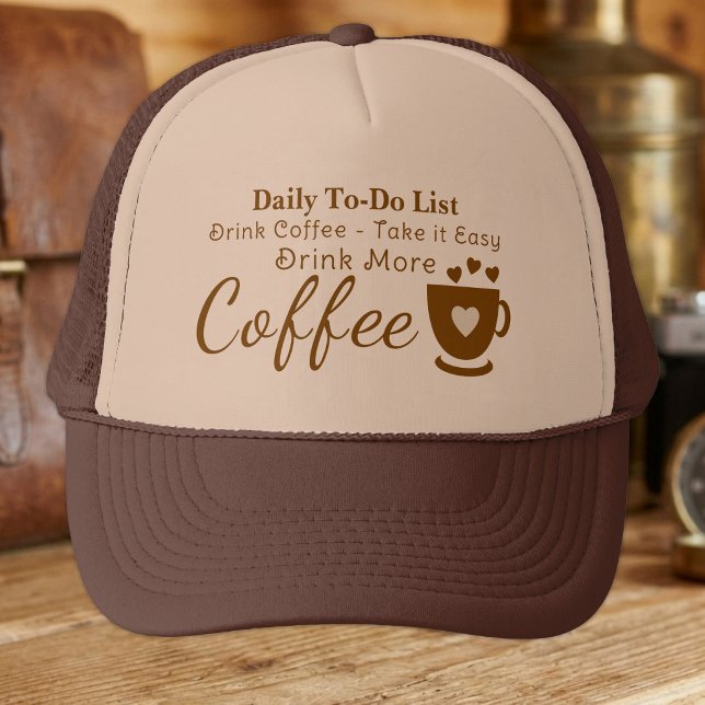 Coffee lover take it easy brown trucker hat (Creator Uploaded)