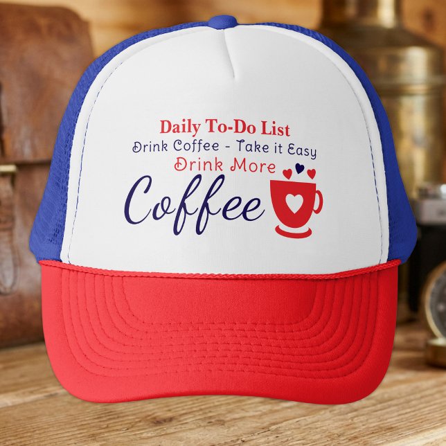 Coffee lover take it easy red trucker hat (Creator Uploaded)