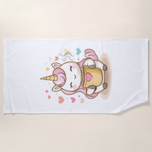 Coffee Lover Unicorn (1) Beach Towel