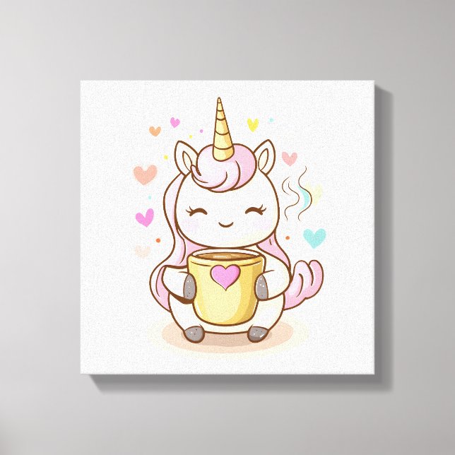 Coffee Lover Unicorn (1) Canvas Print (Front)