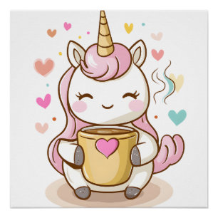 Coffee Lover Unicorn (1) Poster