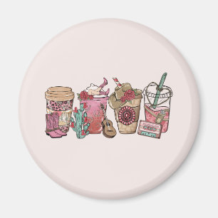Coffee Lover Western Cowboy Theme Magnet