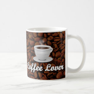 Coffee Lover, White Cup/Brown Beans Mug