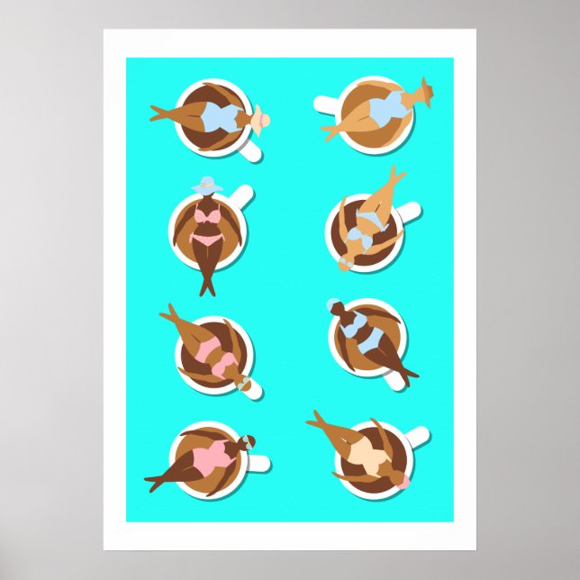 Coffee Lover Women in Coffee Cups Kitchen Art Poster (Front)
