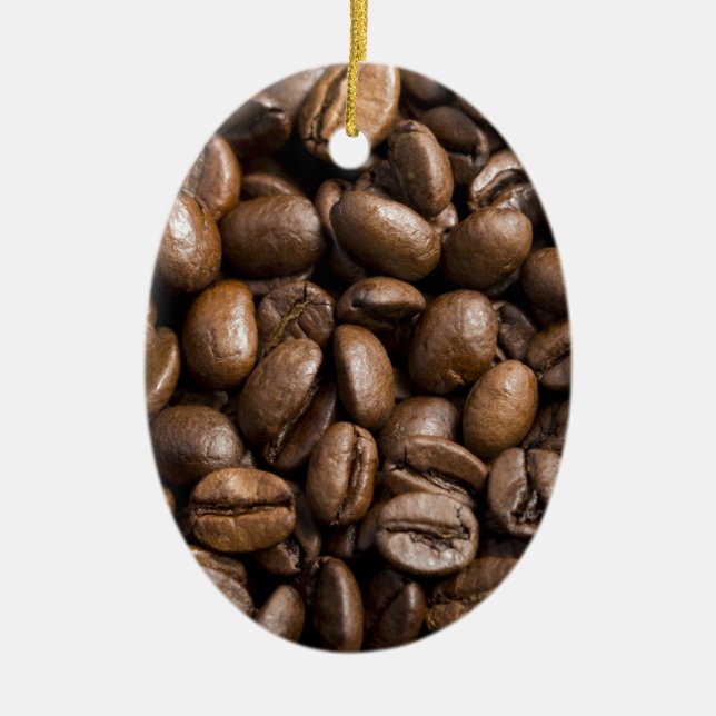 Coffee Lovers Beans Brown Background Ceramic Tree Decoration (Front)