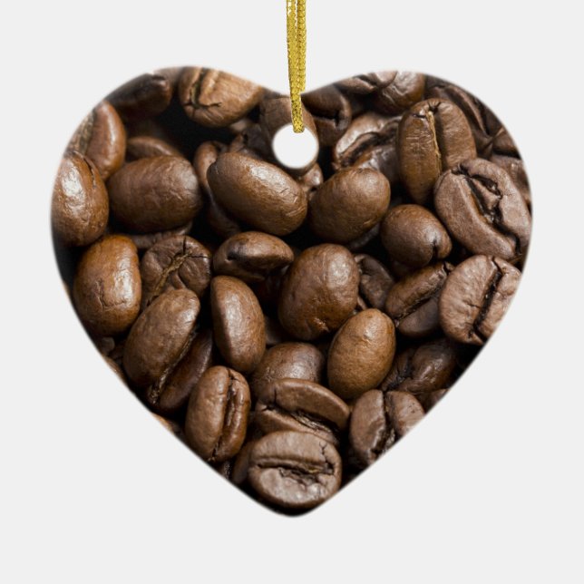 Coffee Lovers Beans Brown Background Ceramic Tree Decoration (Front)