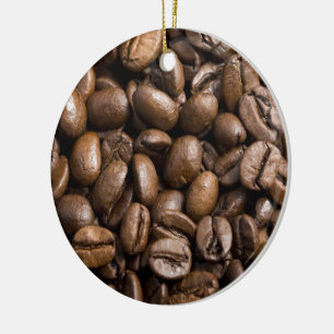 Coffee Lovers Beans Brown Background Ceramic Tree Decoration
