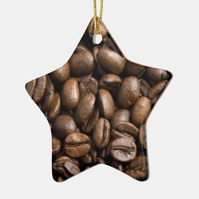 Coffee Lovers Beans Brown Background Ceramic Tree Decoration (Left)