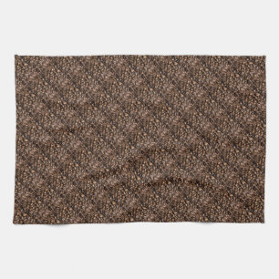 Coffee Lovers Beans Brown Background Tea Towel
