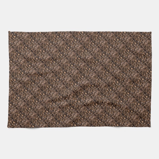 Coffee Lovers Beans Brown Background Tea Towel (Horizontal)