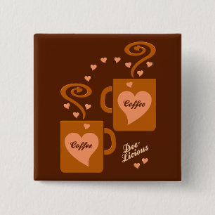 Coffee Lovers button, customise 15 Cm Square Badge