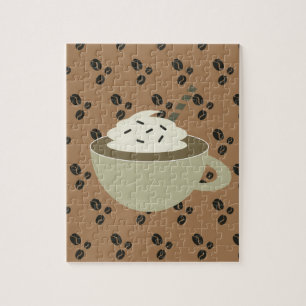 Coffee Lovers Cappuccino Coffee Bean Cup Jigsaw Puzzle