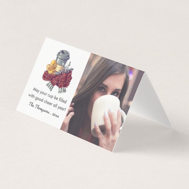 Coffee Lover's Christmas Cheer Greeting Photo (Front)