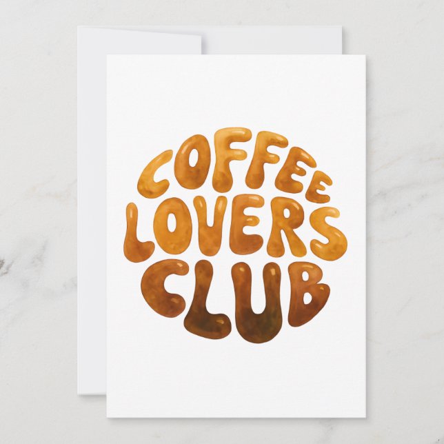 Coffee Lovers Club Wall Art, Whimsical Typography  Thank You Card (Front)