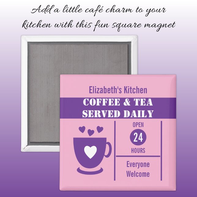 Coffee lovers custom name pink purple magnet (Creator Uploaded)