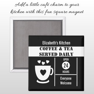 Coffee lovers custom name white black magnet