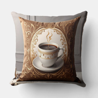 Coffee Lover's Haven Throw Pillow - Luxurious Pill