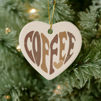 Coffee Lover's Heart Ceramic Tree Decoration