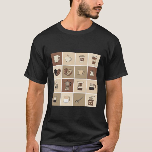 Coffee Lover's Icon Grid T-Shirt (Front)