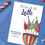Coffee Lovers Latte Christmas Holiday Card<br><div class="desc">Send a cuppa cheer to your coffee loving friends and family with this funny illustrated holiday card! Featuring a brightly painted mug full of festively decorated Christmas trees (some like disco balls!) this sweet to-the-point Christmas card is perfect for a cosy winter greeting! This card reads the pun Fa La...</div>
