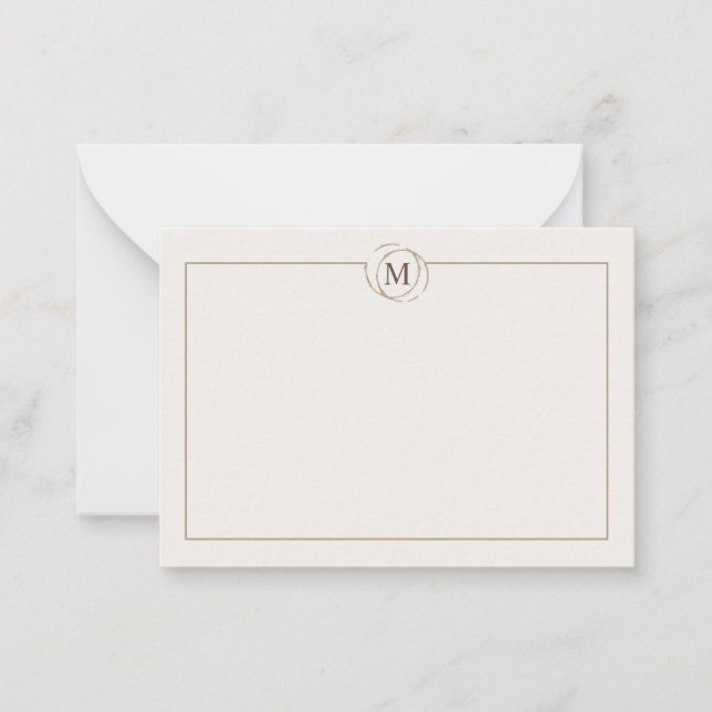 Coffee lovers minimalist monogram cream card (Front)