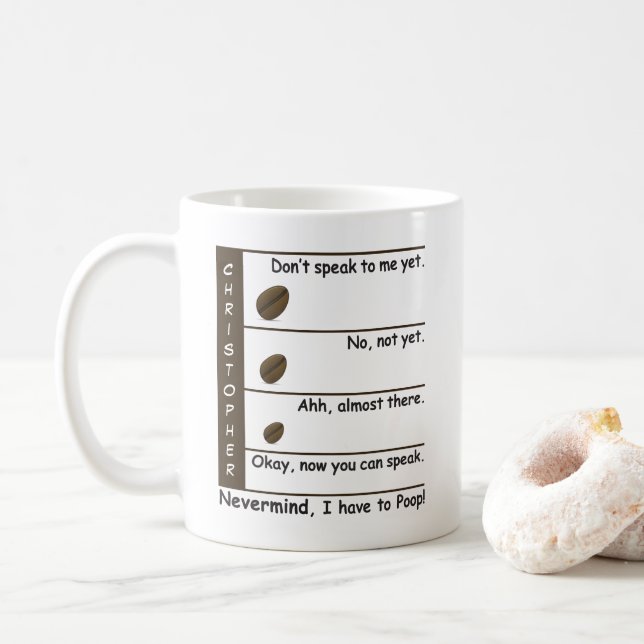 Coffee Lovers Mood Level - Personalized Mug (With Donut)