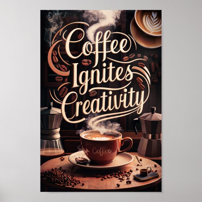 Coffee Lovers Motivational Quotes of Creativity Poster (Front)