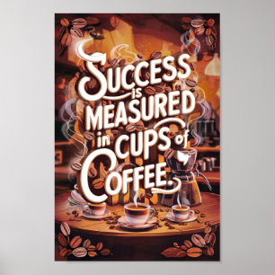 Coffee Lovers Motivational Quotes of Success Poster