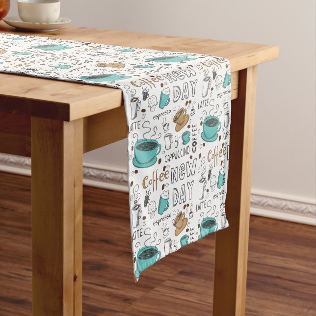 Coffee Lovers Pattern Long Table Runner (In Situ)