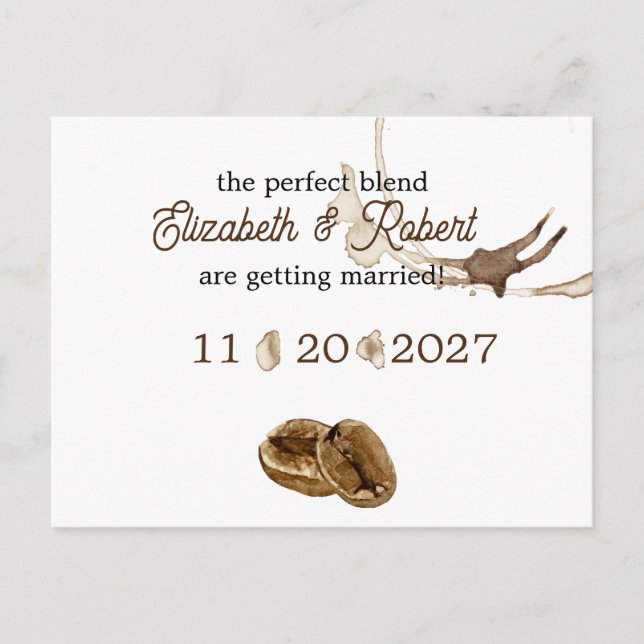 Coffee Lovers Save the Date Announcement Postcard (Front)