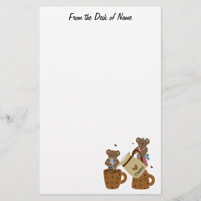 Coffee Lovers Teddy Stationary Stationery (Front)